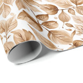 Beige Waterverf Bladeren Patroon Cadeaupapier (Rol Hoek)