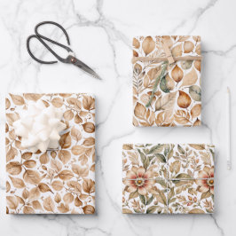 Beige Waterverf Bladeren Patroon Inpakpapier Vel