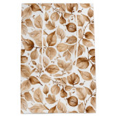Beige Waterverf Bladeren Patroon Medium Cadeauzakje (Achterkant)