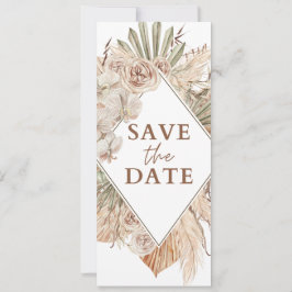 Beige waterverf boho save the date trouwuitnodigin kaart
