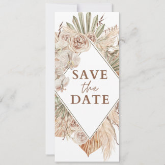 Beige waterverf boho save the date trouwuitnodigin kaart