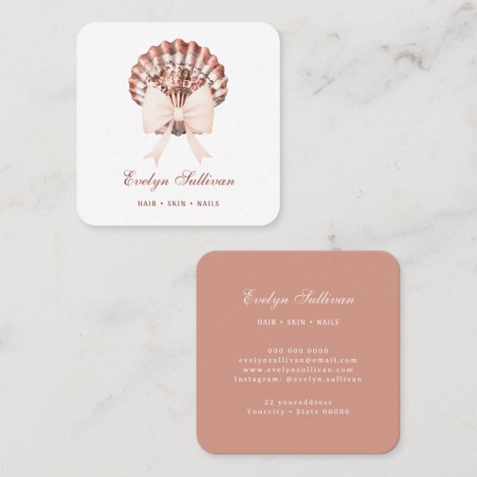 Beige waterverf boog zeeschelp logo visitekaartje (Voorkant / Achterkant)