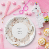 Beige waterverf botanische florale tuinbruiloft papieren bordje (Feest)