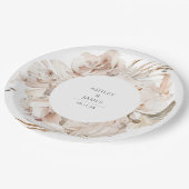 Beige waterverf botanische florale tuinbruiloft papieren bordje (Gekanteld)