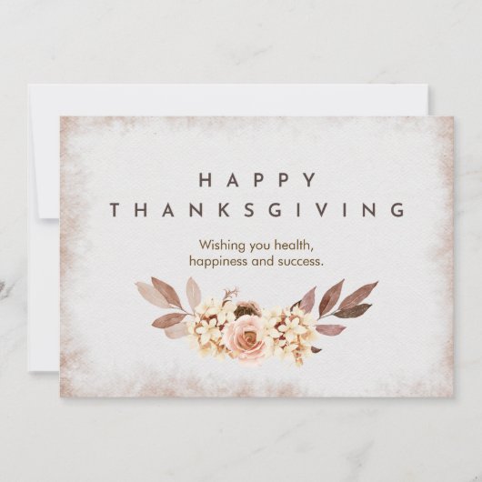 Beige Waterverf Botanische Thanksgiving Feestdagenkaart (Voorkant)