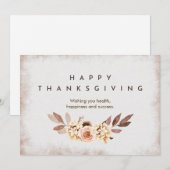 Beige Waterverf Botanische Thanksgiving Feestdagenkaart (Voorkant / Achterkant)