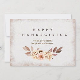 Beige Waterverf Botanische Thanksgiving Feestdagenkaart