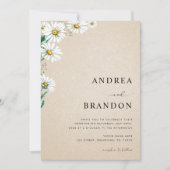 Beige Waterverf Daisy Wildflower QR Code Weddensch Kaart (Voorkant)