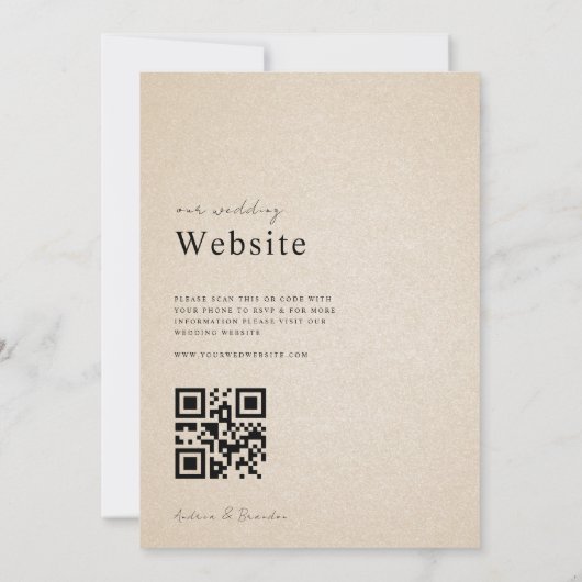 Beige Waterverf Daisy Wildflower QR Code Weddensch Kaart (Achterkant)