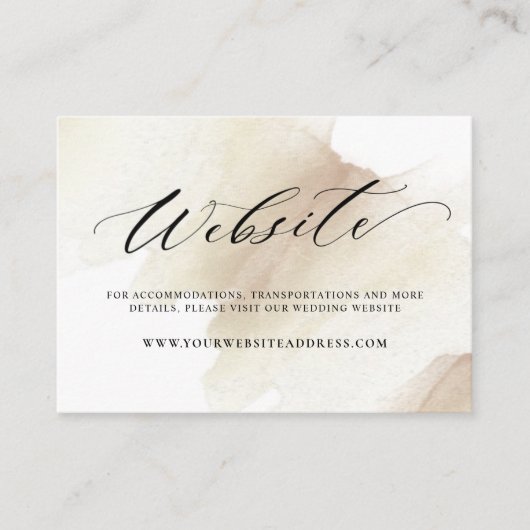 Beige Waterverf Earthy Blooms, Wedding Website Informatiekaartje (Voorkant)