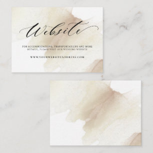 Beige Waterverf Earthy Blooms, Wedding Website Informatiekaartje