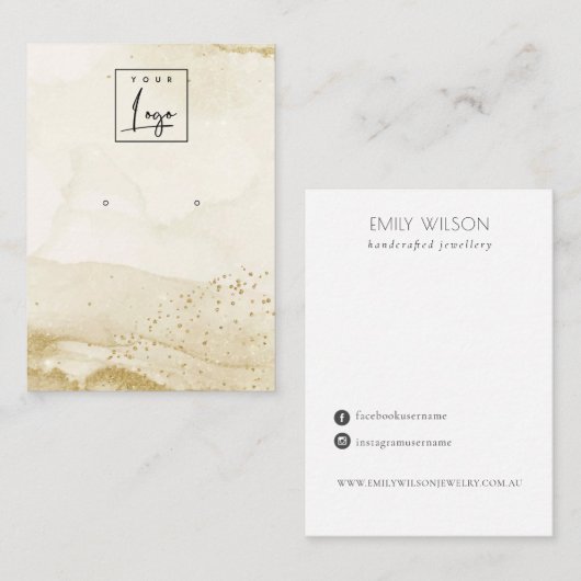 Beige Waterverf Gold Stud CAD-beeldscherm voor Log Visitekaartje (Voorkant / Achterkant)