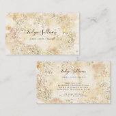 Beige waterverf goudglitter visitekaartje (Voorkant / Achterkant)