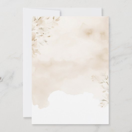 Beige Waterverf Goudkruis Eerste Heilige Communie Kaart (Achterkant)