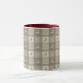 Beige Waterverf Karo Rendier Patroon Kerstmis Mok (Midden)