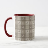 Beige Waterverf Karo Rendier Patroon Kerstmis Mok (Links)