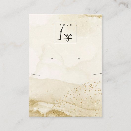 Beige Waterverf Ketting Veroorbaar Logo beeldscher Visitekaartje (Voorkant)