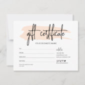 Beige Waterverf Modern Business Cadeaubon Kaart (Voorkant)