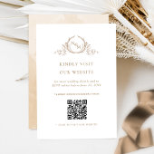 Beige Waterverf Monogram QR Code/RSVP Online Informatiekaartje