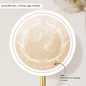 Beige Waterverf Monogrammed Envelope Seal/Favoriet Ronde Sticker