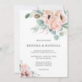 Beige Waterverf Poppies en groen bruiloft Kaart (Voorkant)