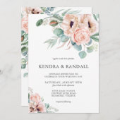 Beige Waterverf Poppies en groen bruiloft Kaart (Voorkant / Achterkant)