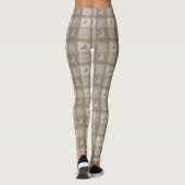 Beige Waterverf Textuur Rendier Plaid Kerstmis Leggings (Achterkant)