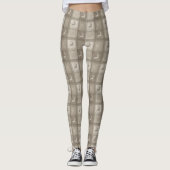 Beige Waterverf Textuur Rendier Plaid Kerstmis Leggings (Voorkant)