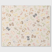 Beige Waterverf Woodland Animals Cadeaupapier (Vlak)