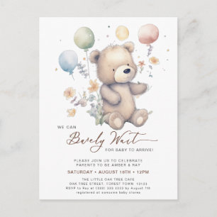 Beige We kunnen Barly Wachten Jongen Baby shower Uitnodiging Briefkaart
