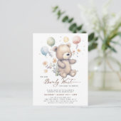 Beige We kunnen Barly Wachten Jongen Baby shower Uitnodiging Briefkaart (Staand voorkant)