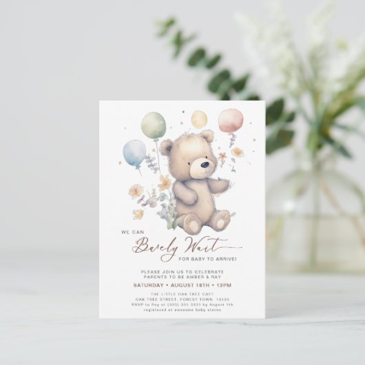 Beige We kunnen Barly Wachten Jongen Baby shower Uitnodiging Briefkaart (Staand voorkant)