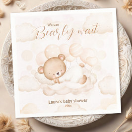 Beige We kunnen bijna wachten Beer Baby shower ser Servet