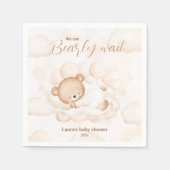 Beige We kunnen bijna wachten Beer Baby shower ser Servet (Voorkant)