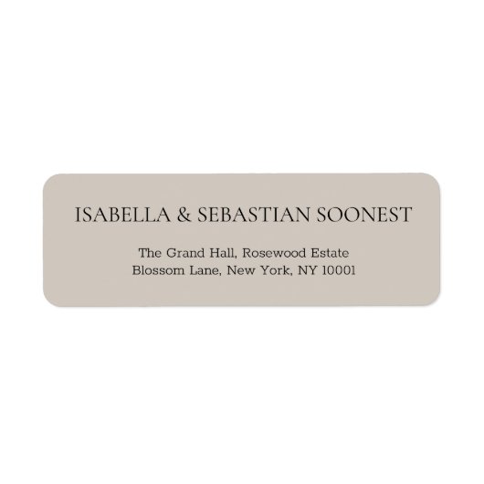 Beige Wedding Address Etiket (Voorkant)