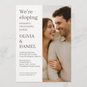 Beige Wedding Elopement Minimal Photo  Kaart (Voorkant)