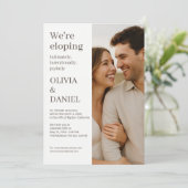 Beige Wedding Elopement Minimal Photo  Kaart (Staand voorkant)