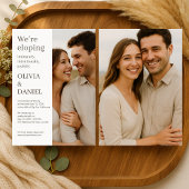 Beige Wedding Elopement Minimal Photo  Kaart