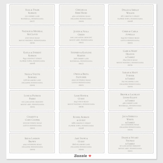 Beige Wedding Guest Adresetiketten Sticker (Vel)