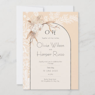 beige wedding invitation  kaart