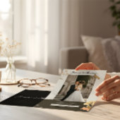 Beige Wedding Invitation with Bride & Groom Photo Kaart