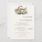 beige wedding invitation with ring kaart (Voorkant)