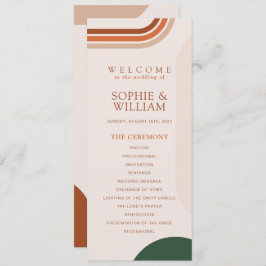 Beige Wedding Program cards, Arch Abstract Boho Programmakaart