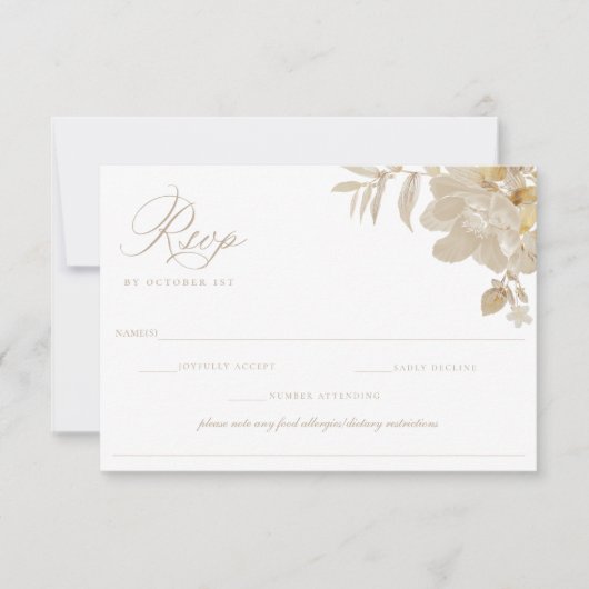 Beige Wedding RSVP Food Allergy Diet Restriction Kaartje (Voorkant)
