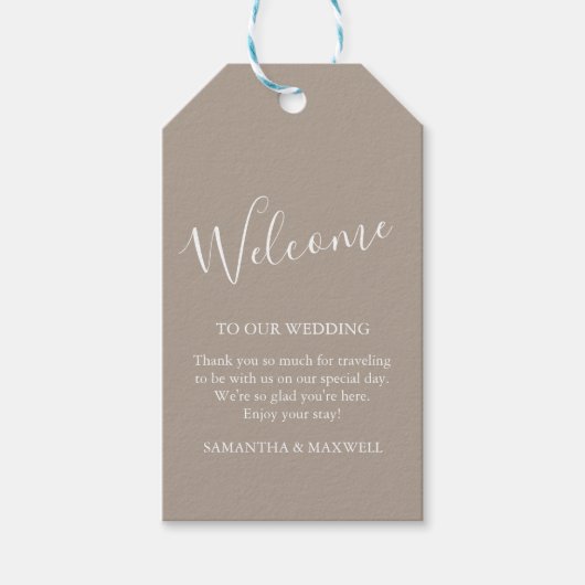 Beige Welcome Guest Gift Labels Cadeaulabel (Voorkant)