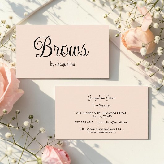 Beige Wenkbrauwen Beauty Eenvoudig Schrift  Visitekaartje