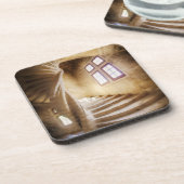 Beige wenteltrap, Frankrijk Bier Onderzetter (Linkerzijde)