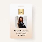 Beige werknemer foto-ID bedrijfsbeveiliging Badge (Voorkant)