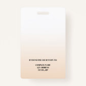 Beige werknemer foto-ID bedrijfsbeveiliging Badge (Achterkant)