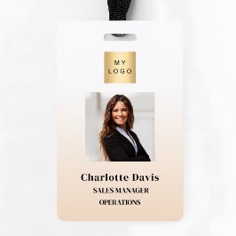 Beige werknemer foto-ID bedrijfsbeveiliging Badge